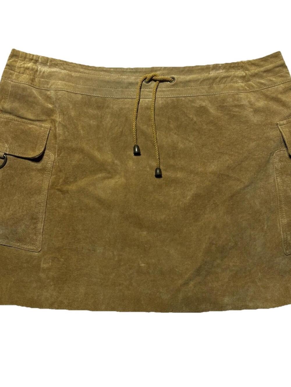 *WILSONS LEATHER MAXIMA* Women's Tan Suede Mini Skirt No Hem Zipper: Size 12